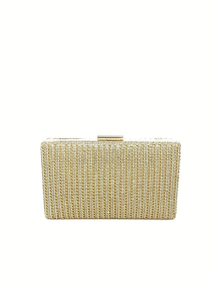 Gold Beaded Clutch with Metallic Detail