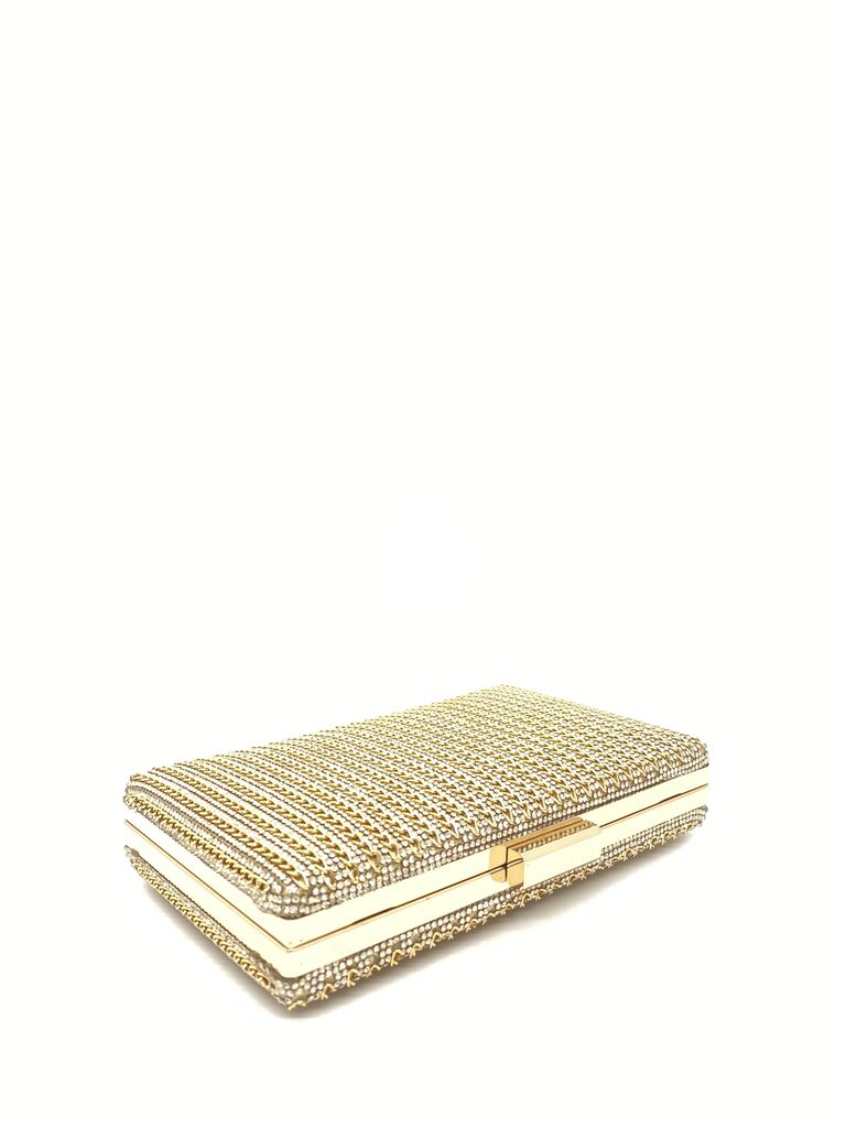 Gold Beaded Clutch with Metallic Detail