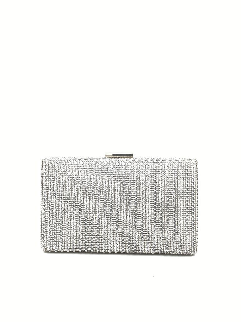 Silver Metallic Clutch with Clasp Closure