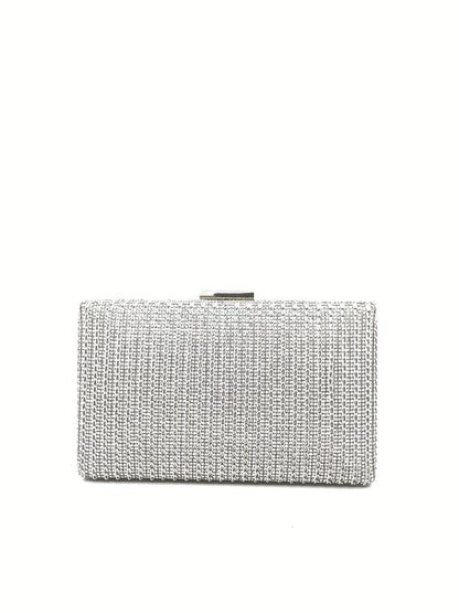 Silver Metallic Clutch with Clasp Closure