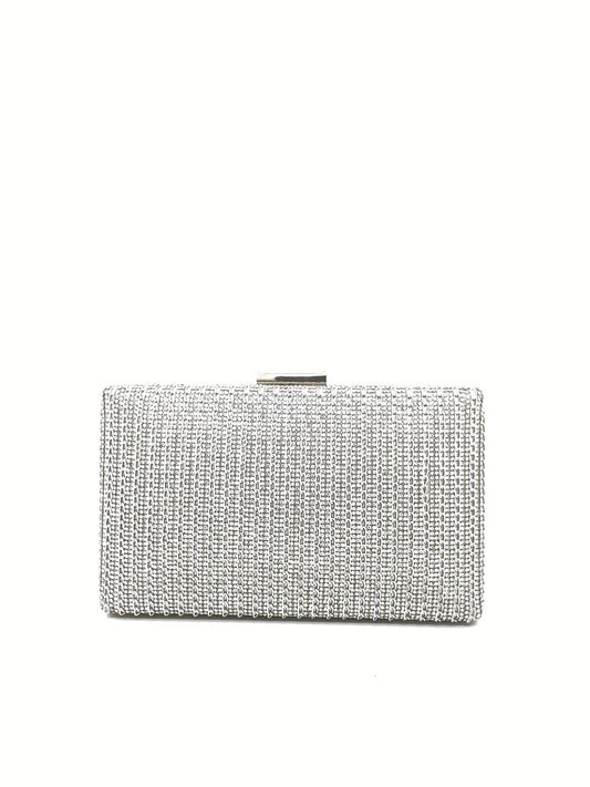 Silver Metallic Clutch with Clasp Closure