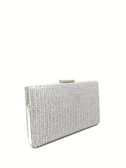 Silver Metallic Clutch with Clasp Closure