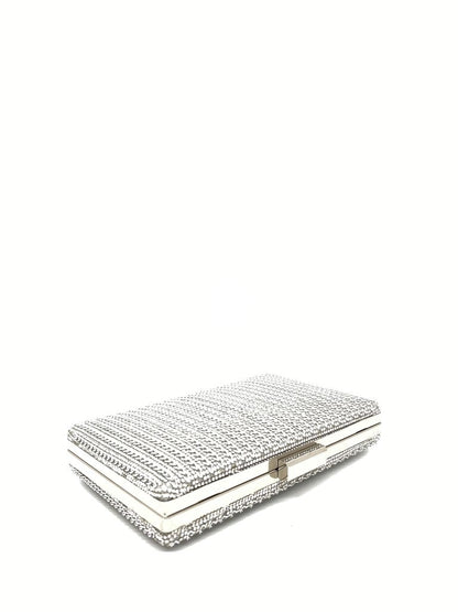 Silver Metallic Clutch with Clasp Closure