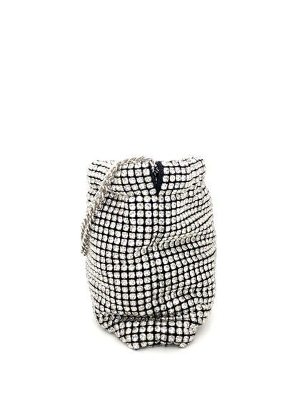 Silver Geometric Mesh Chain-Handle Bag