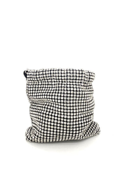 Silver Geometric Mesh Chain-Handle Bag