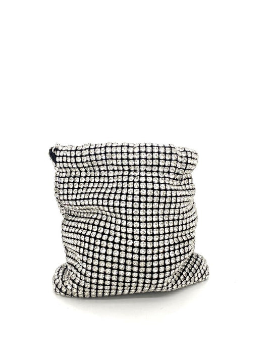 Silver Geometric Mesh Chain-Handle Bag
