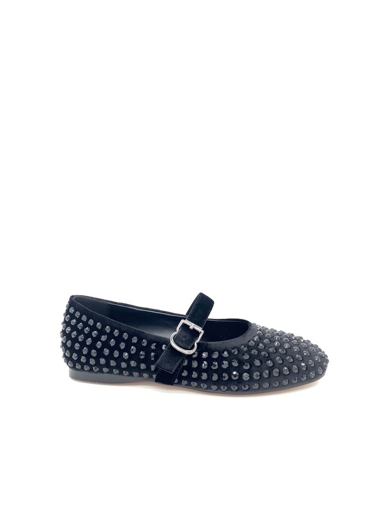 Black Embellished Mary Jane Flats