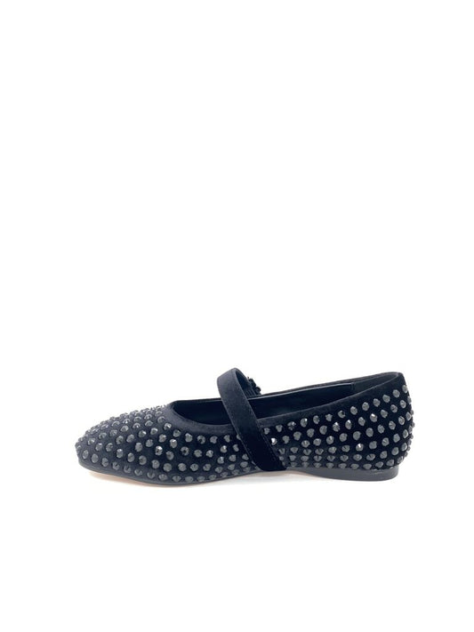Black Embellished Mary Jane Flats