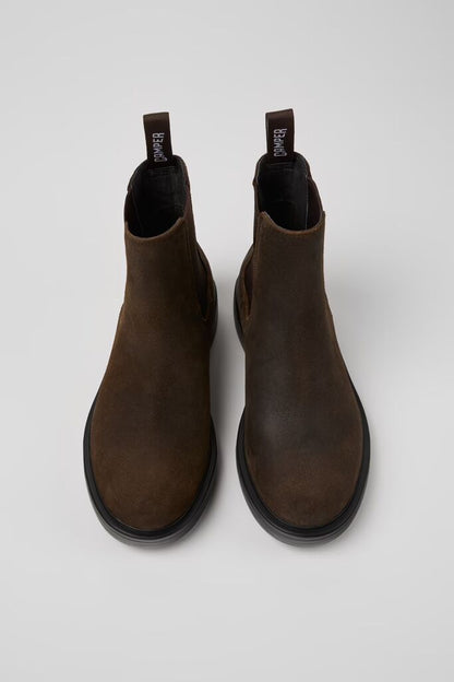 Brown Suede Chelsea Boots with Elastic Sides
