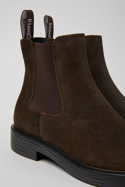 Brown Suede Chelsea Boots with Elastic Sides