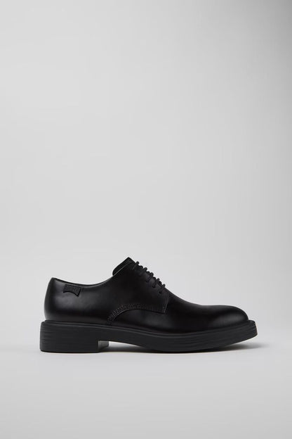 Black Leather Derby Shoe with Chunky Sole