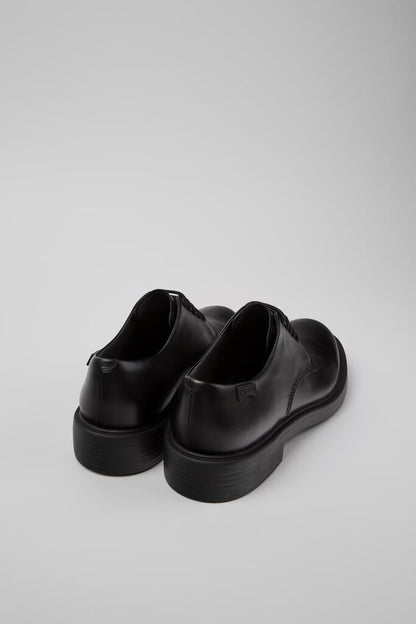 Black Leather Derby Shoe with Chunky Sole