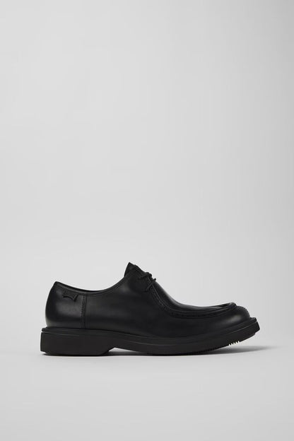 Black Leather Derby Shoes with Stitch Detailing