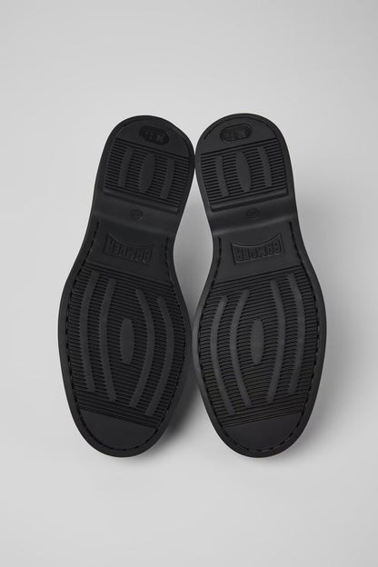 Black Leather Derby Shoes with Stitch Detailing