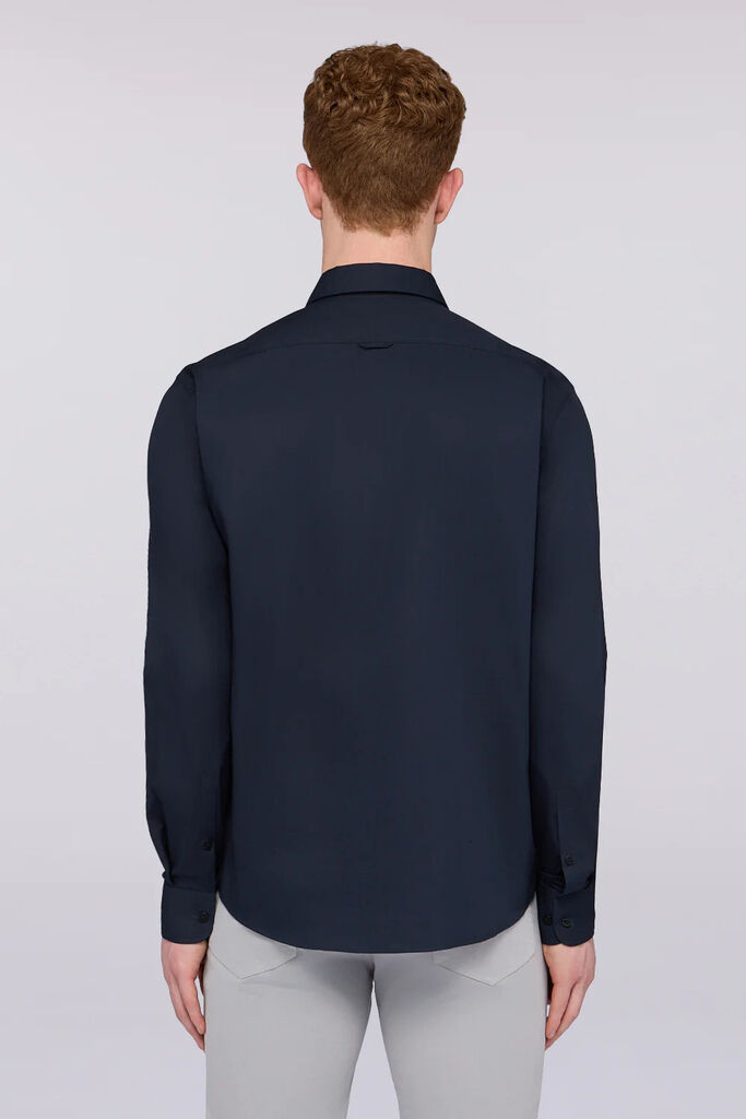 Navy Long Sleeve Shirt with Button Closure