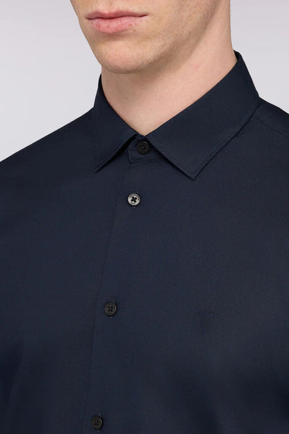 Navy Long Sleeve Shirt with Button Closure
