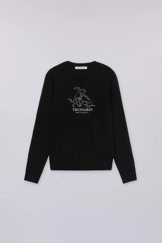 Black Logo Print Sweater