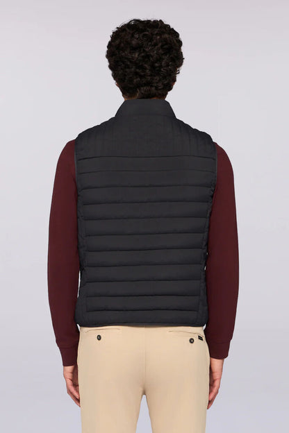 Black Quilted Vest with Stand Collar