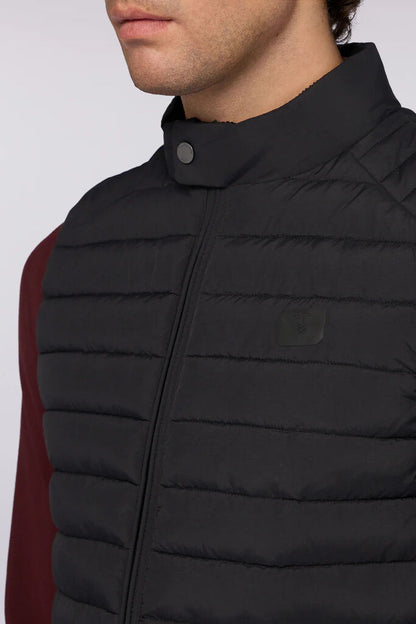 Black Quilted Vest with Stand Collar