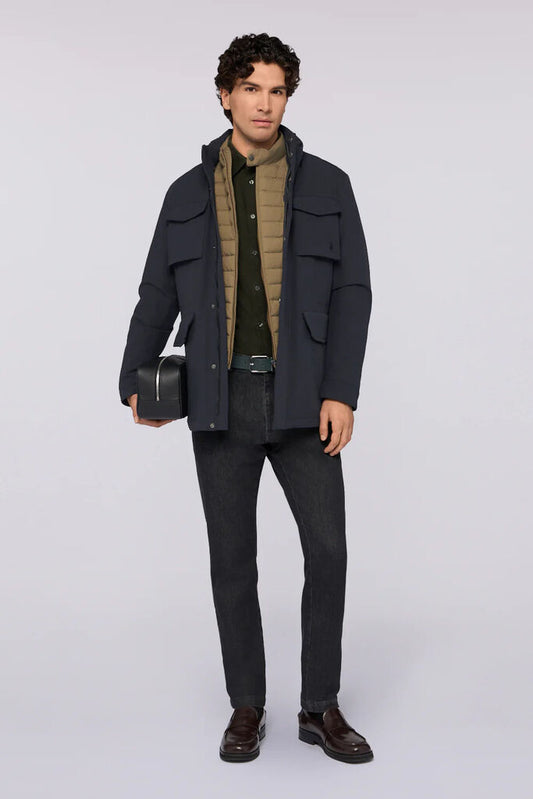 Olive Padded Vest with Stand Collar and Zip Closure