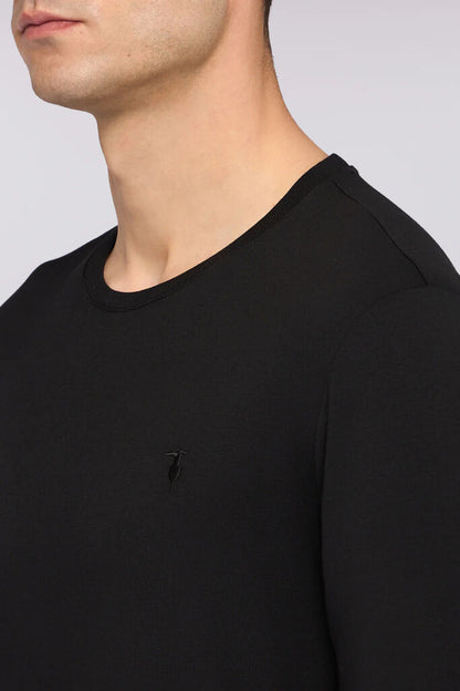 Black Cotton Long Sleeve Tee