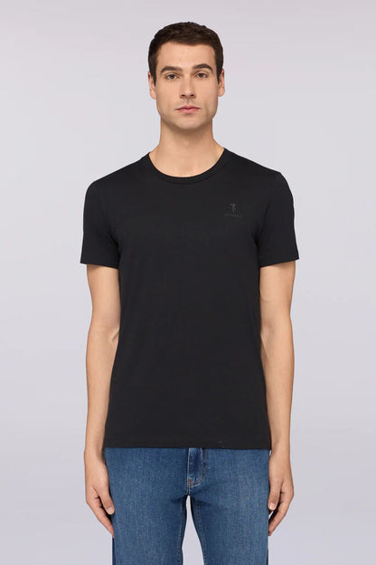 Black Solid Tee with Subtle Logo