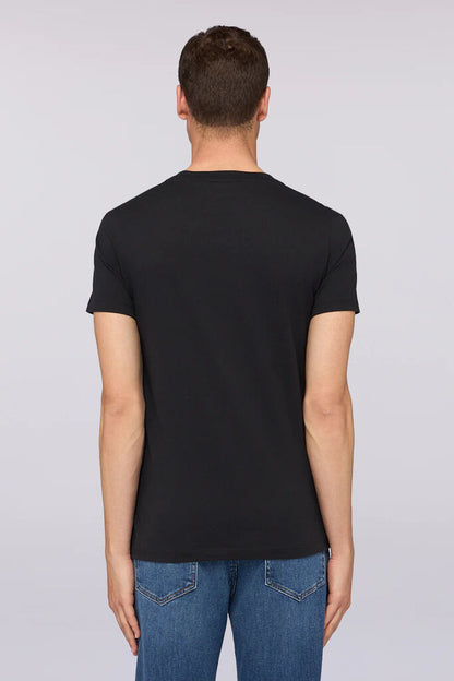 Black Solid Tee with Subtle Logo