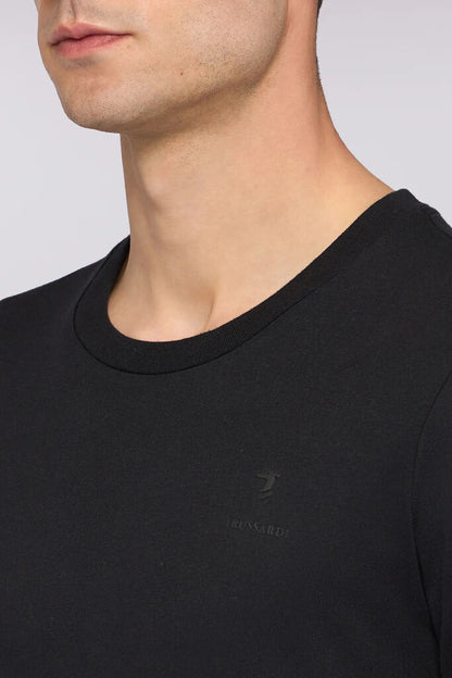 Black Solid Tee with Subtle Logo