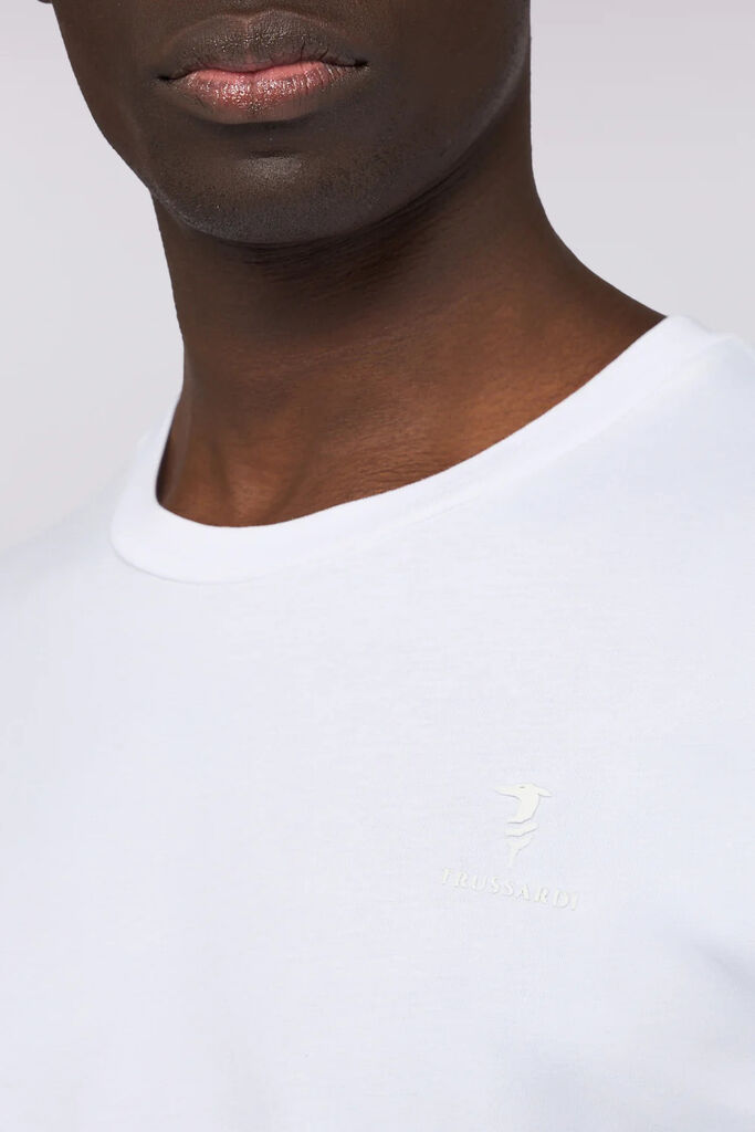 White Cotton T-Shirt with Crew Neckline