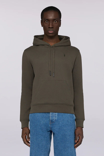 Olive Green Cotton Hoodie with Minimalistic Design