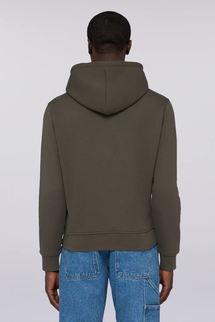 Olive Green Cotton Hoodie with Minimalistic Design
