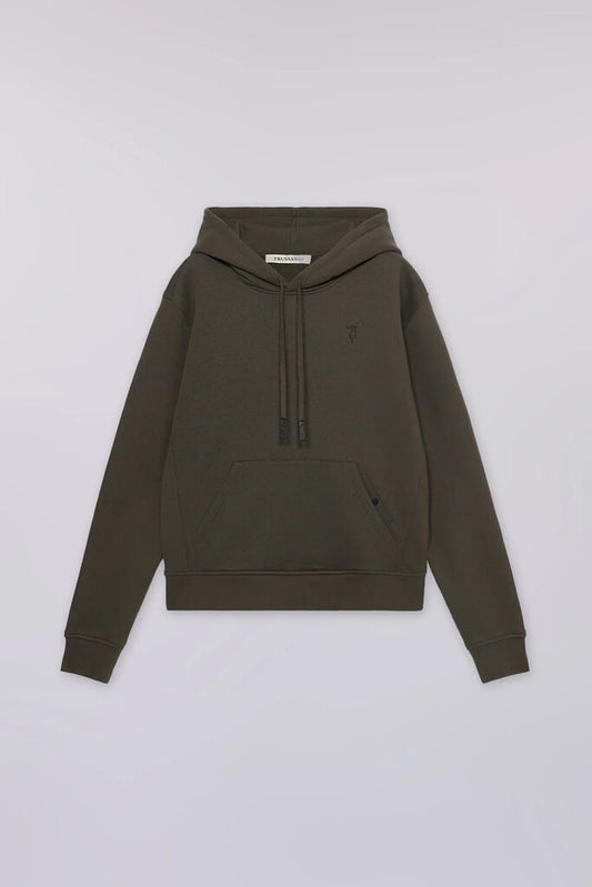 Olive Green Cotton Hoodie with Minimalistic Design