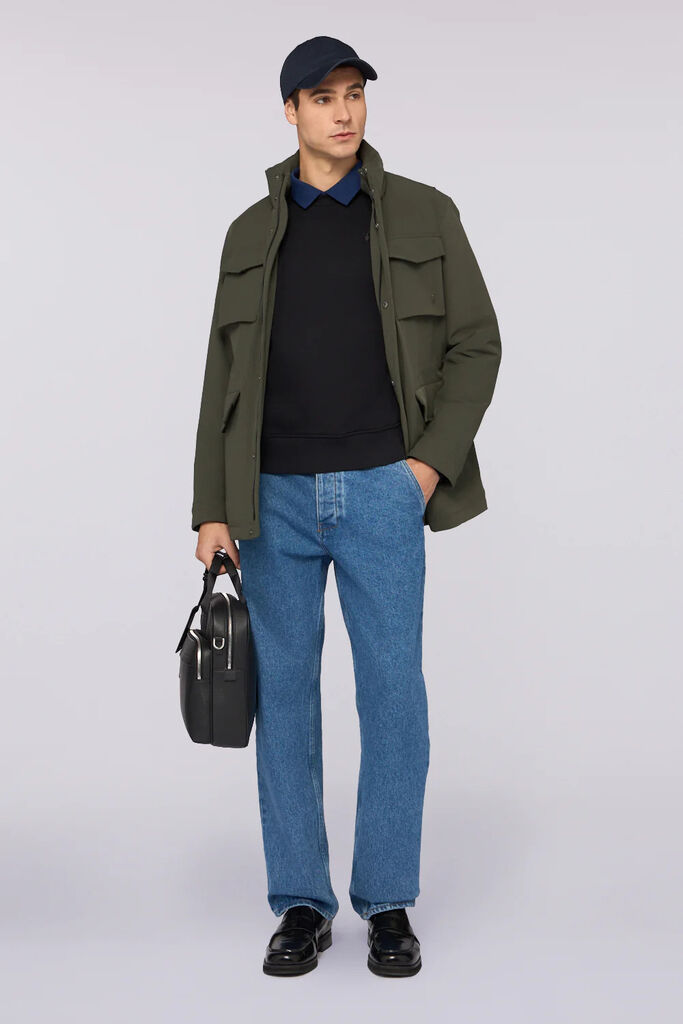 Black Cotton Crewneck Sweatshirt Minimalist Design