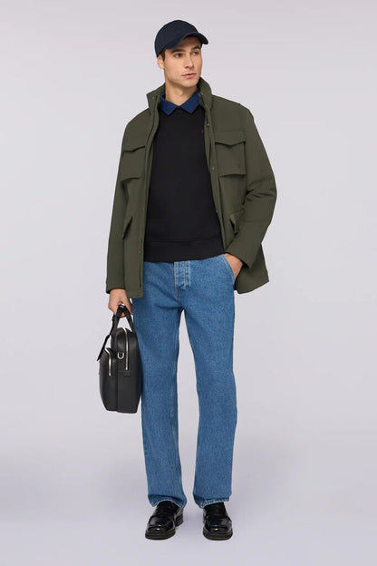 Black Cotton Crewneck Sweatshirt Minimalist Design