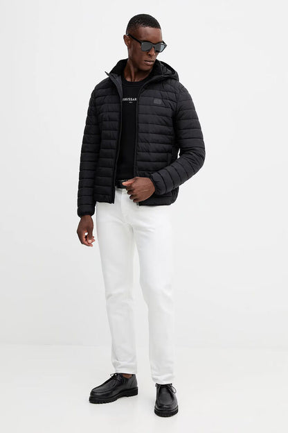 Black Cotton Logo Sweatshirt with Crew Neck