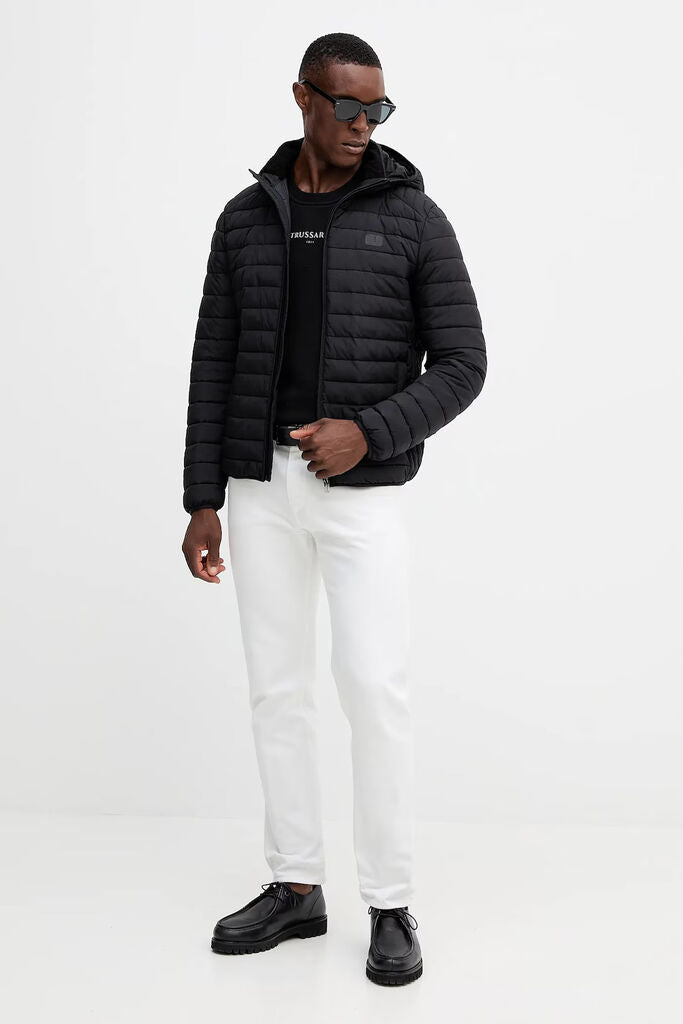 Black Cotton Logo Sweatshirt with Crew Neck