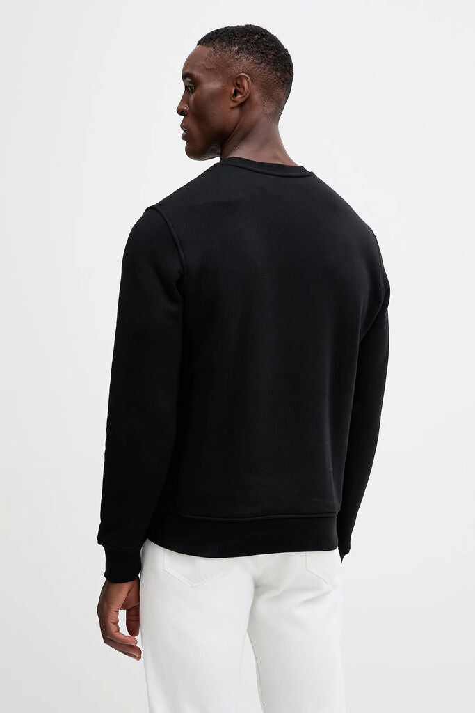 Black Cotton Logo Sweatshirt with Crew Neck
