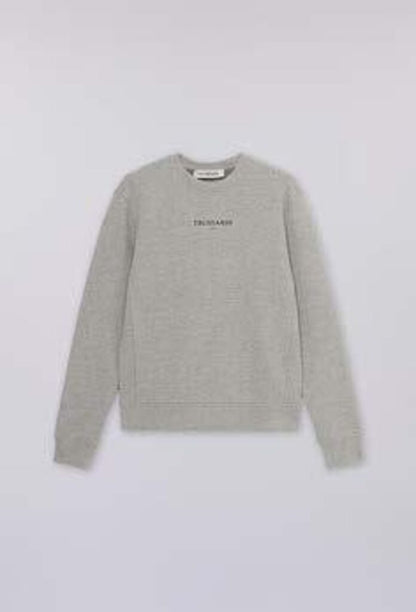 Gray Cotton Sweatshirt with Logo Detail