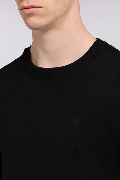 Black Knit Long-Sleeve Crew-Neck Sweater