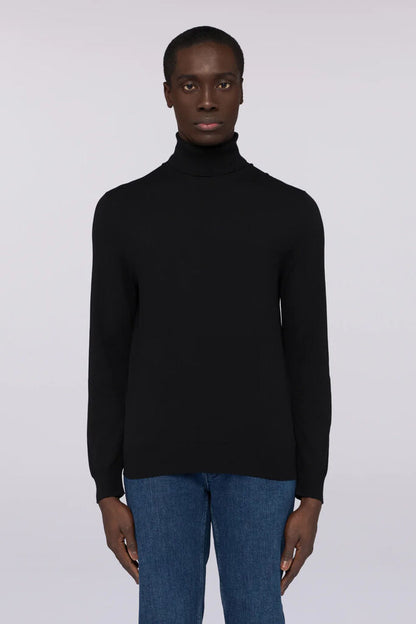 Black Knit Turtleneck Sweater with Long Sleeves