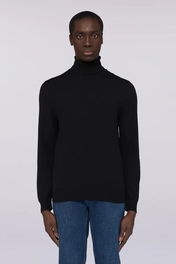 Black Knit Turtleneck Sweater with Long Sleeves