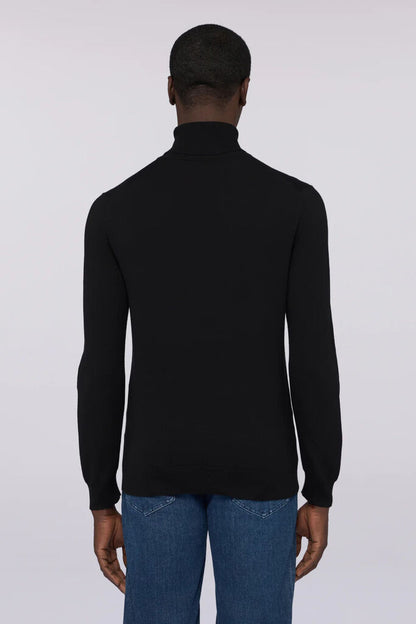 Black Knit Turtleneck Sweater with Long Sleeves