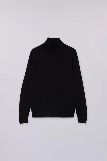 Black Knit Turtleneck Sweater with Long Sleeves