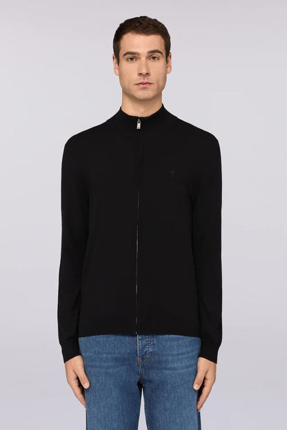 Black Knit Zip Cardigan