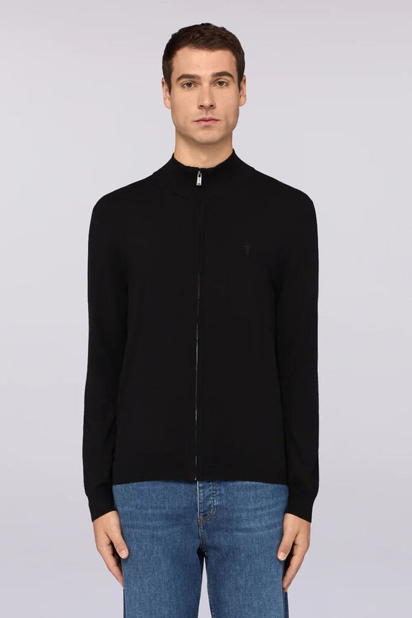 Black Knit Zip Cardigan