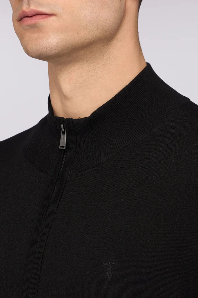 Black Knit Zip Cardigan