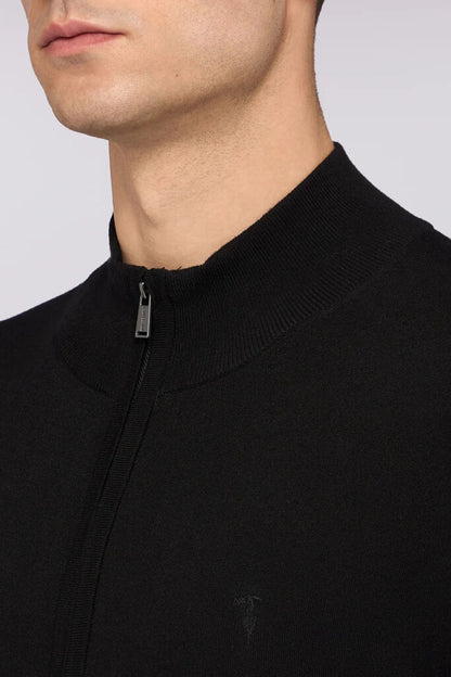 Black Knit Zip Cardigan