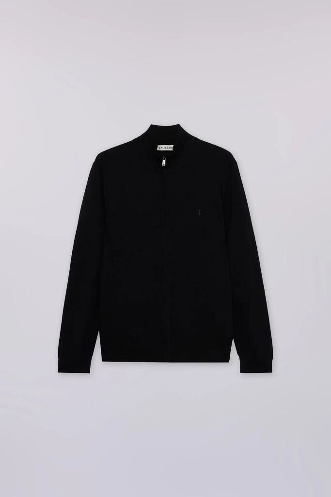 Black Knit Zip Cardigan