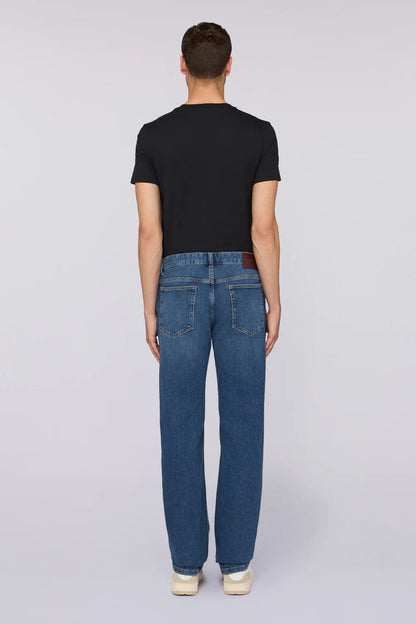 Blue Denim Straight-Leg Jeans with Classic Five-Pocket Design