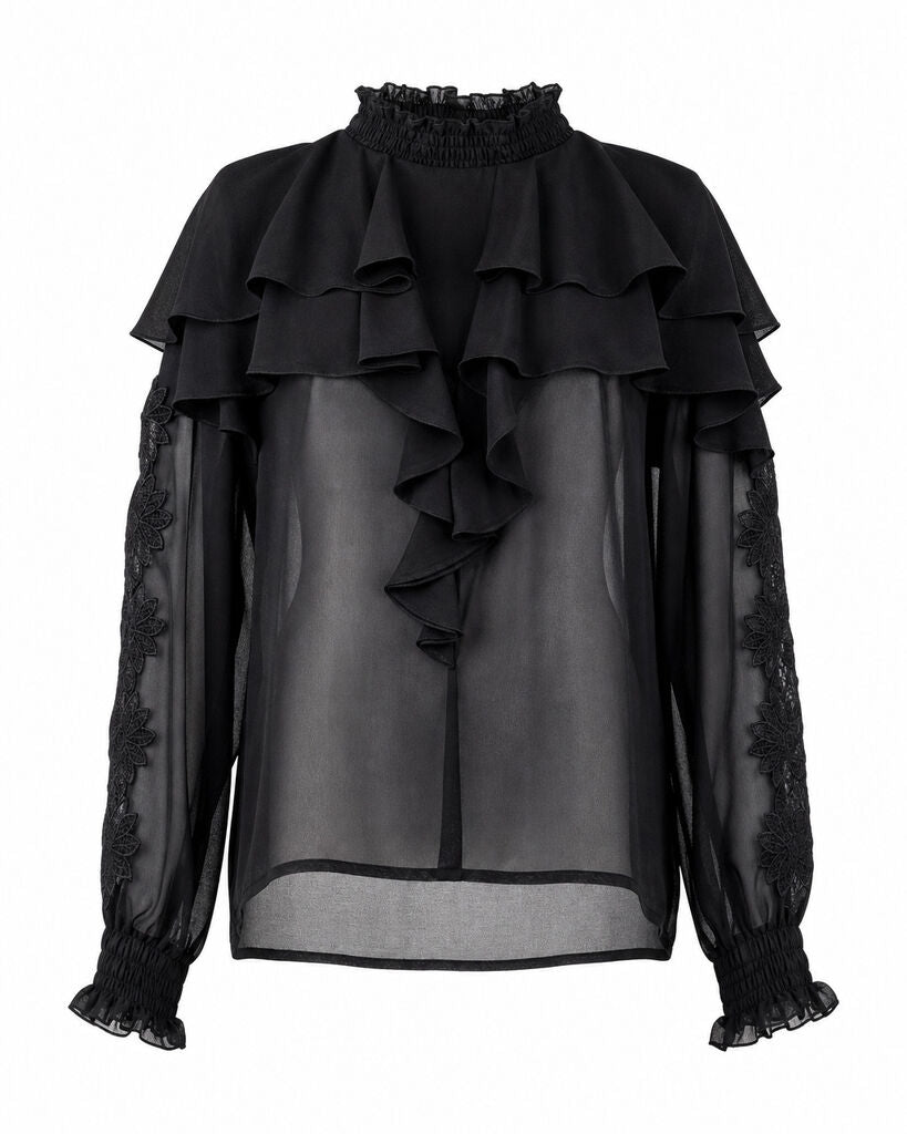 LACE BLOUSE - BLACK